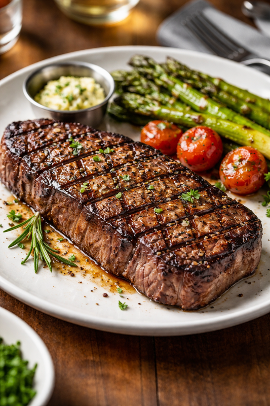Local NY Strip Steaks — serving suggestion