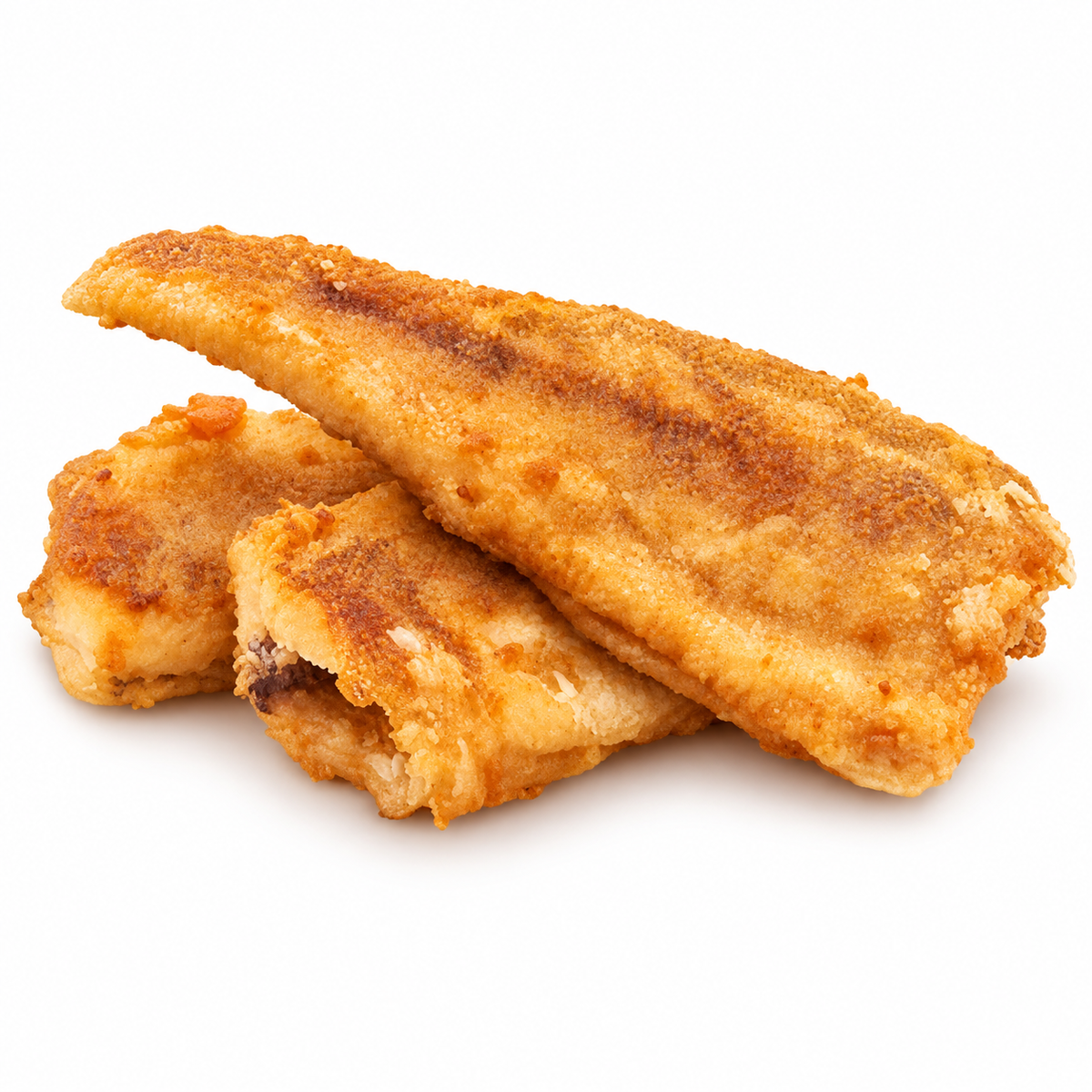 breaded perch fillets — product on white background