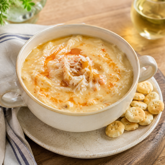 Charleston She-Crab Soup (Boston Chowda Co) — lifestyle serving suggestion