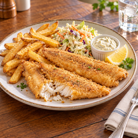Battered Perch Fillets serving suggestion