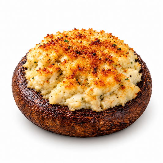 One crab-stuffed portobello mushroom — sold individually