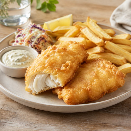Beer Battered Cod — lifestyle serving suggestion