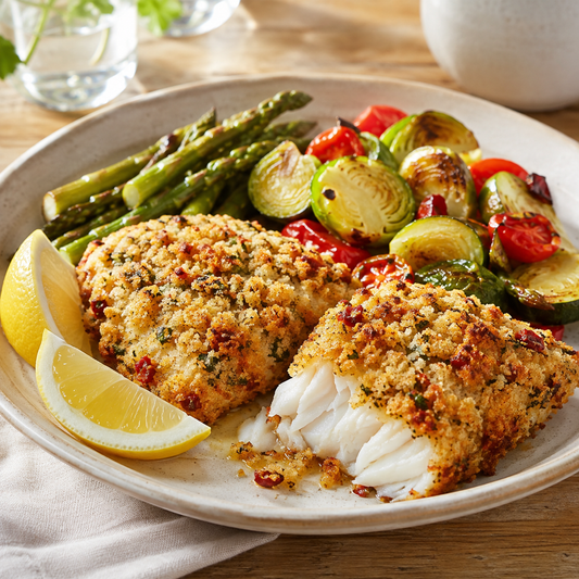 Breaded Tuscan Cod — lifestyle serving suggestion