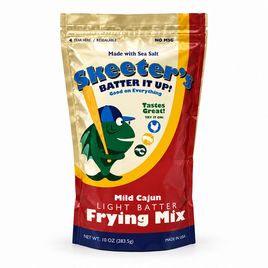 Skeeter's Fry (Cajon) frying mix package on white background
