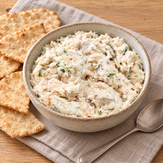 Smoked whitefish spread with pita thins — serving suggestion